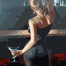 Схема вышивки «Девушка у бара»