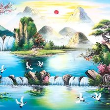 Схема вышивки «Crane Paradise»