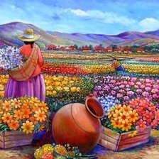 Схема вышивки «Flower Field Landscape»