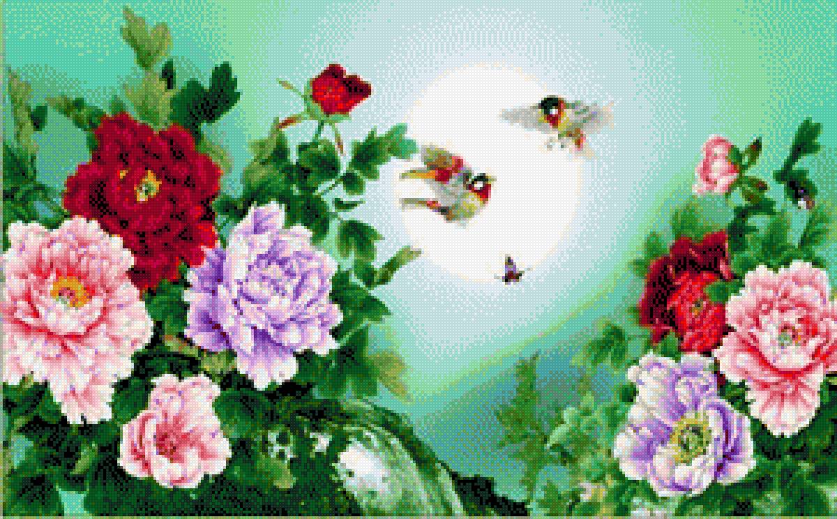 Peonies - flower painting - предпросмотр