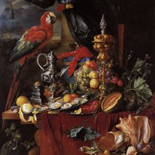 Схема вышивки «ЯН ДАВИС ДЕ ХЕМ. НАТЮРМОРТ С ПОПУГАЕМ»