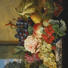 Схема вышивки «ЭДВАРД ЛАДЕЛЛ. НАТЮРМОРТ. ВИНОГРАД, ТЫКВА И ГНЕЗДО»