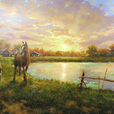 Схема вышивки «закат»