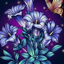 Схема вышивки «Бабочка с цветами»