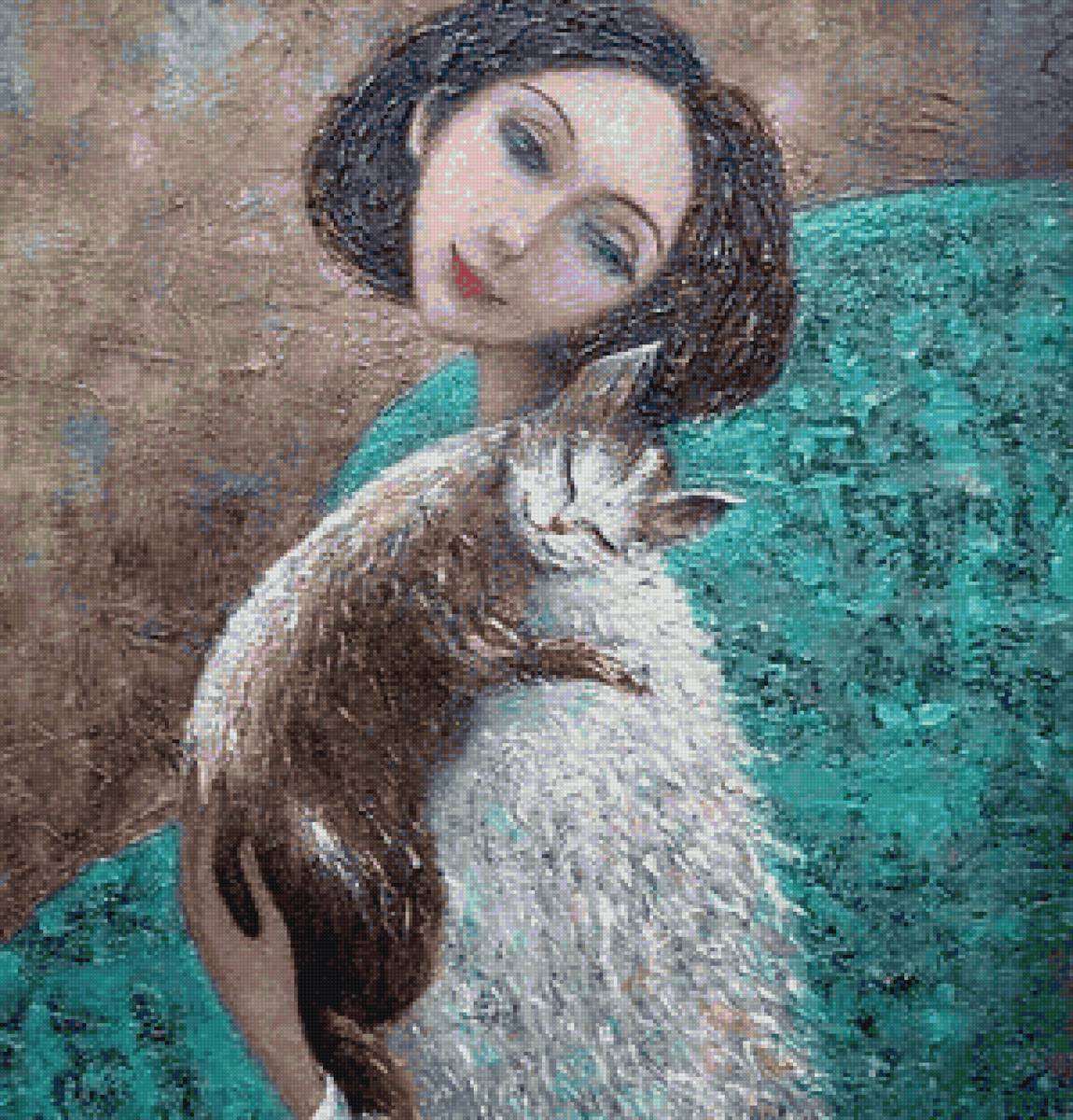 Девушка с кошкой - кошка, женщина - предпросмотр