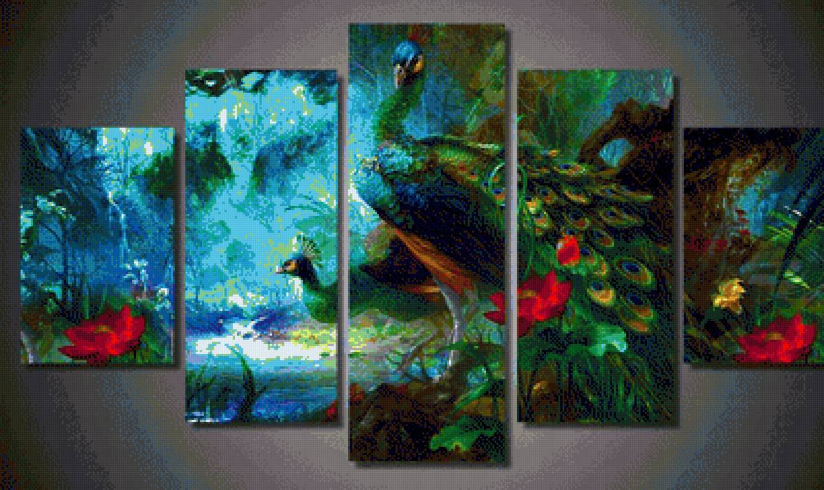 Peacock Polyptych - polyptych, peacock - предпросмотр