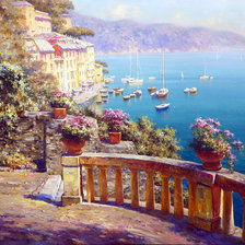 Схема вышивки «Ю. Обуховский. Вид на море»