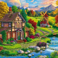 Схема вышивки «Домик мельника»