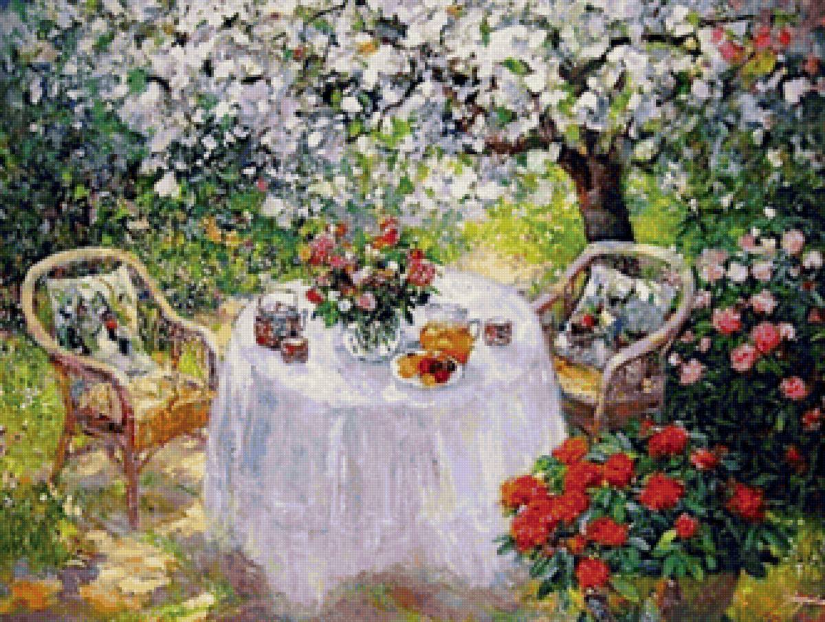 Чаепитие в саду. Тинян Чан - чаепитие, чай, сад - предпросмотр