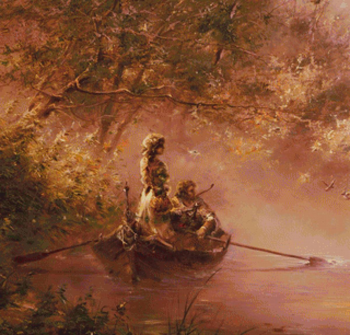 свидание на реке - свидание, река, лодка, пнк, двое - предпросмотр