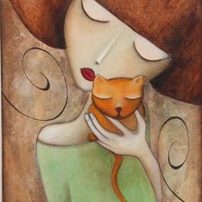 Схема вышивки «Menina com gato.»