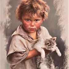 Схема вышивки «Boy and cat»