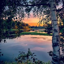 Схема вышивки «Закат над озером»