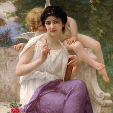 Схема вышивки «девушка и амур»