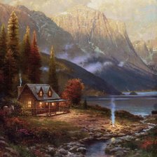 Схема вышивки «Домик в лесу»