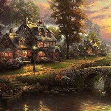 Схема вышивки «Дом у реки»