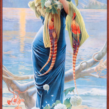 Схема вышивки «девушка в голубом»