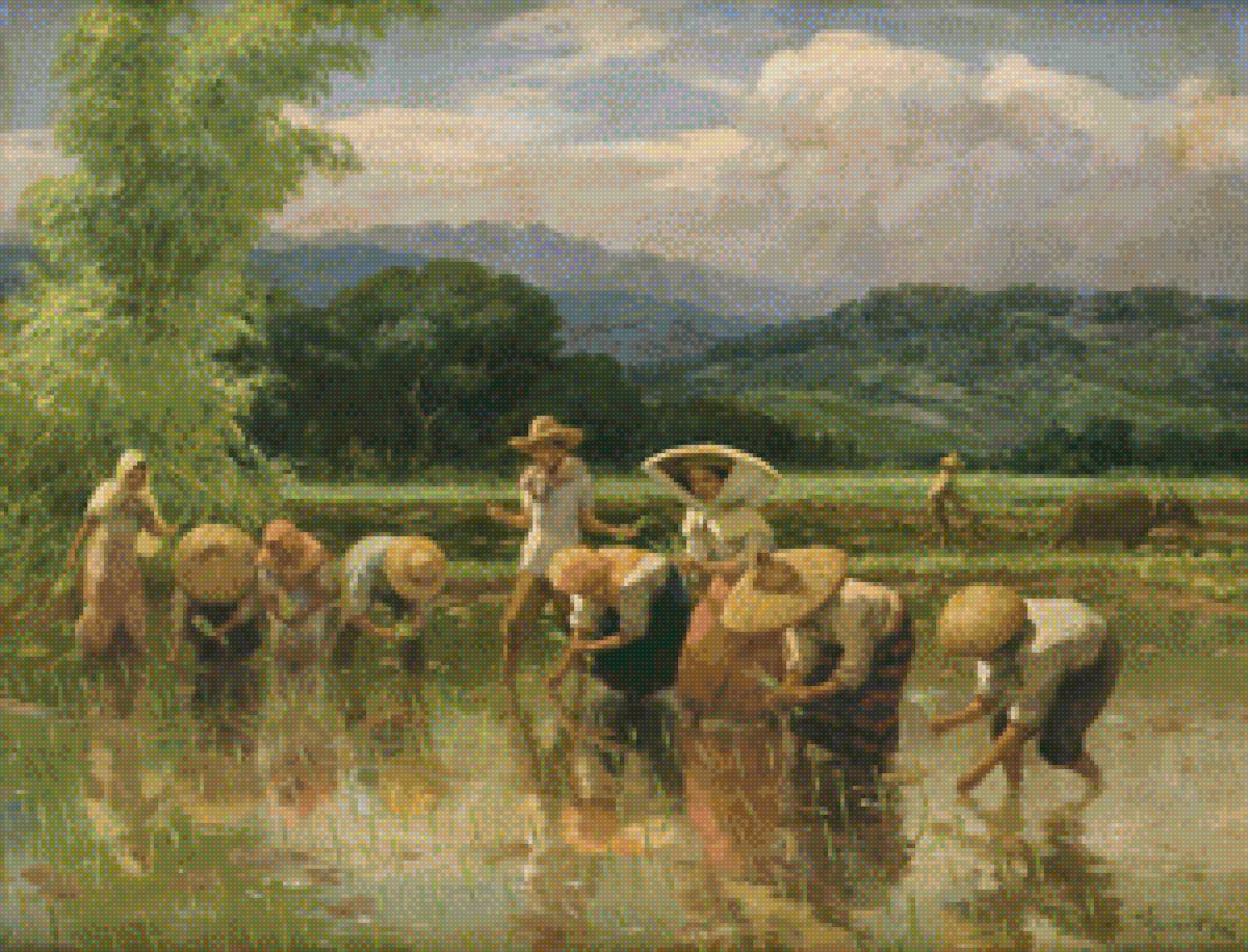 1956 Rice Planting - amorsolo, painting - предпросмотр