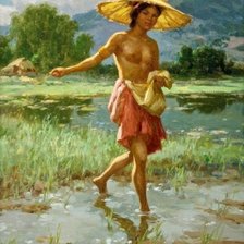 Схема вышивки «1951 Lady on the Rice Field»
