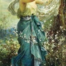 Схема вышивки «девушка с цветами»