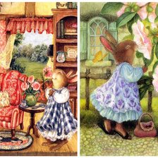 Схема вышивки «кролики квіти»