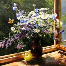 Схема вышивки «Букет на подоконнике»