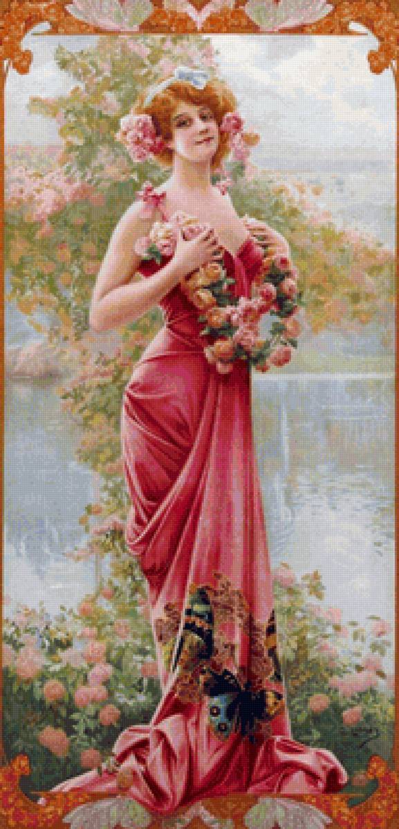 девушка с цветами - портрет - предпросмотр