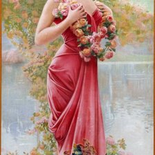 девушка с цветами