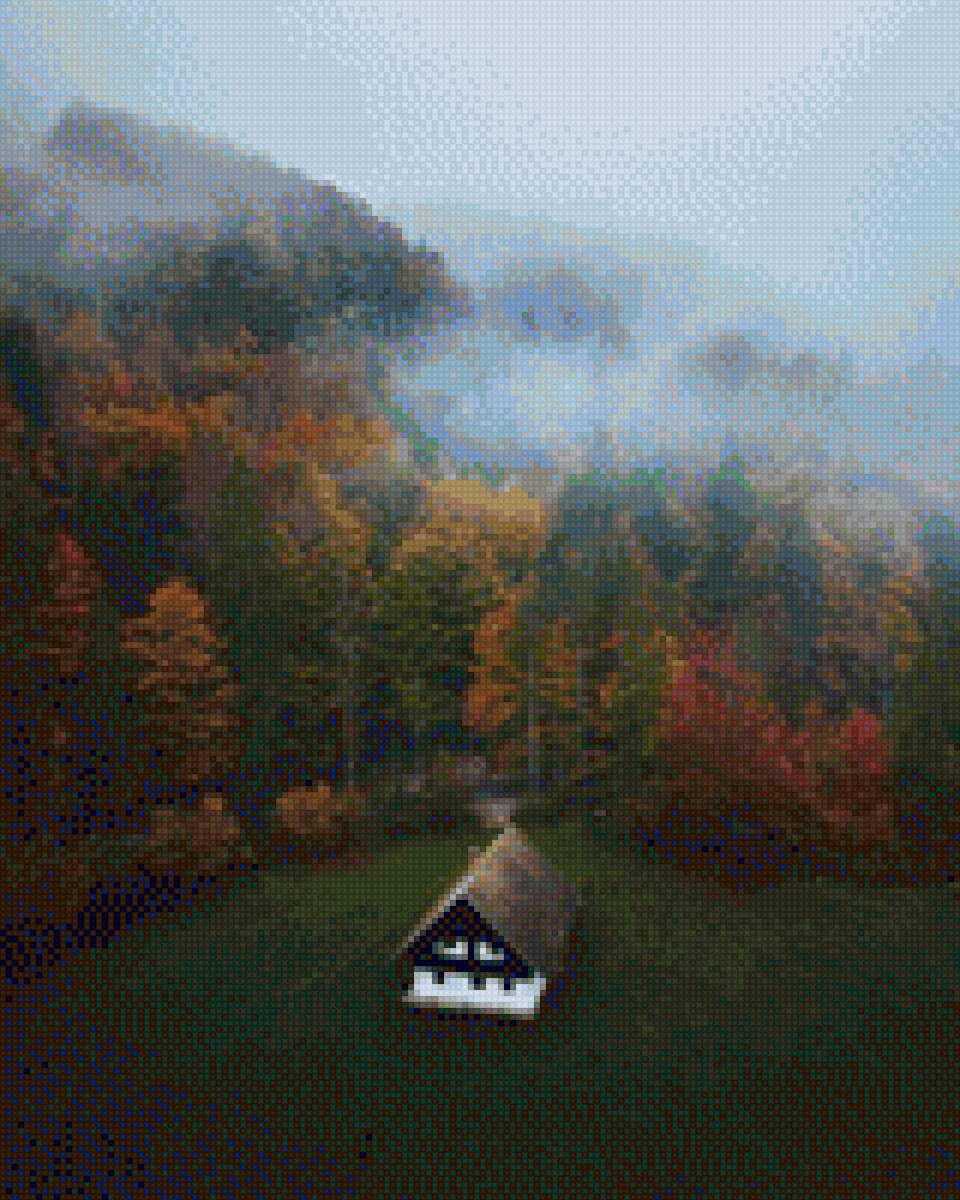 Дом в лесу - дом, природа, лес, пейзаж - предпросмотр