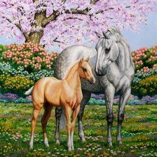 Схема вышивки «Лошади»