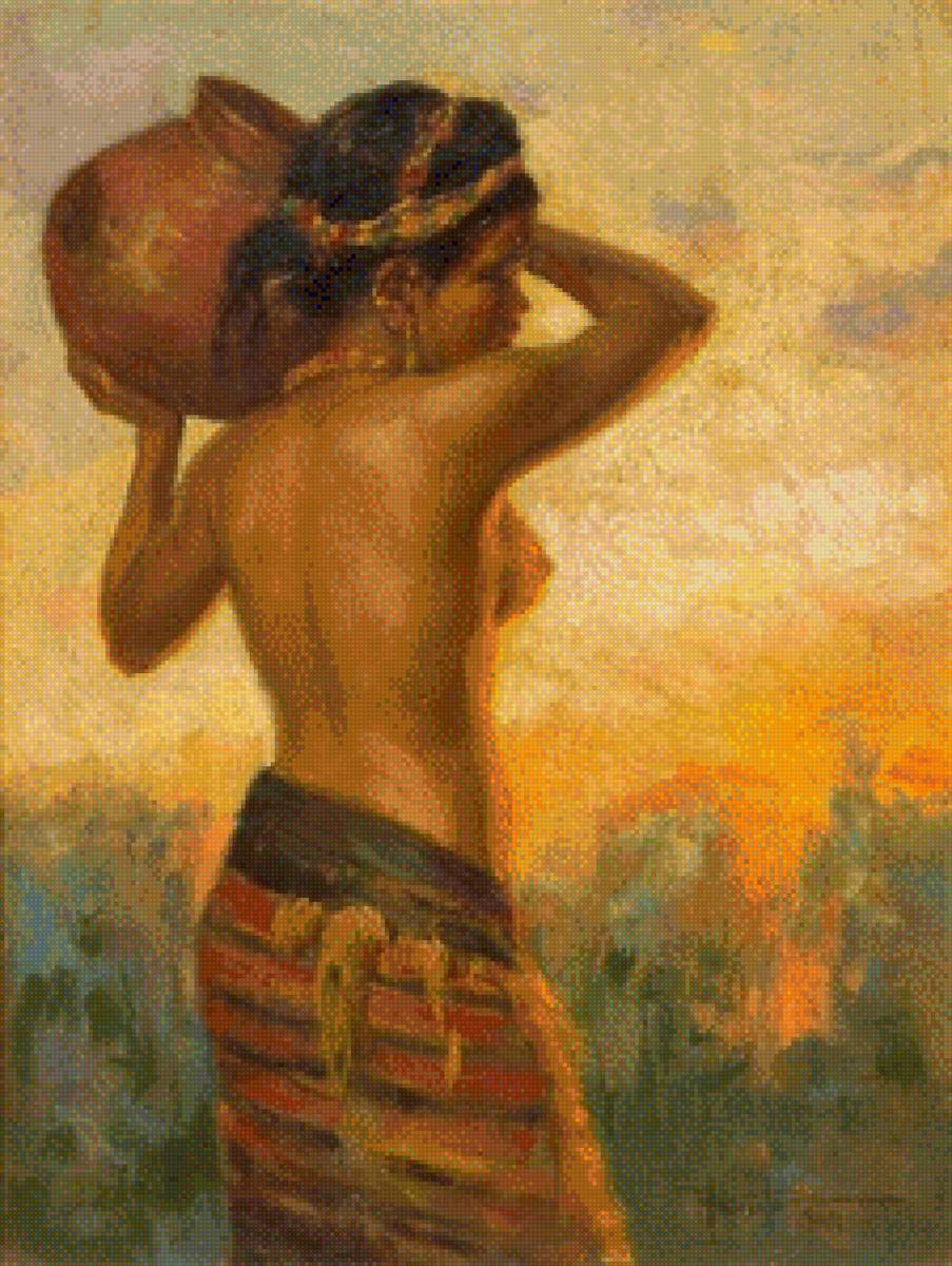 1944 Water Carrier - lady, amorsolo - предпросмотр