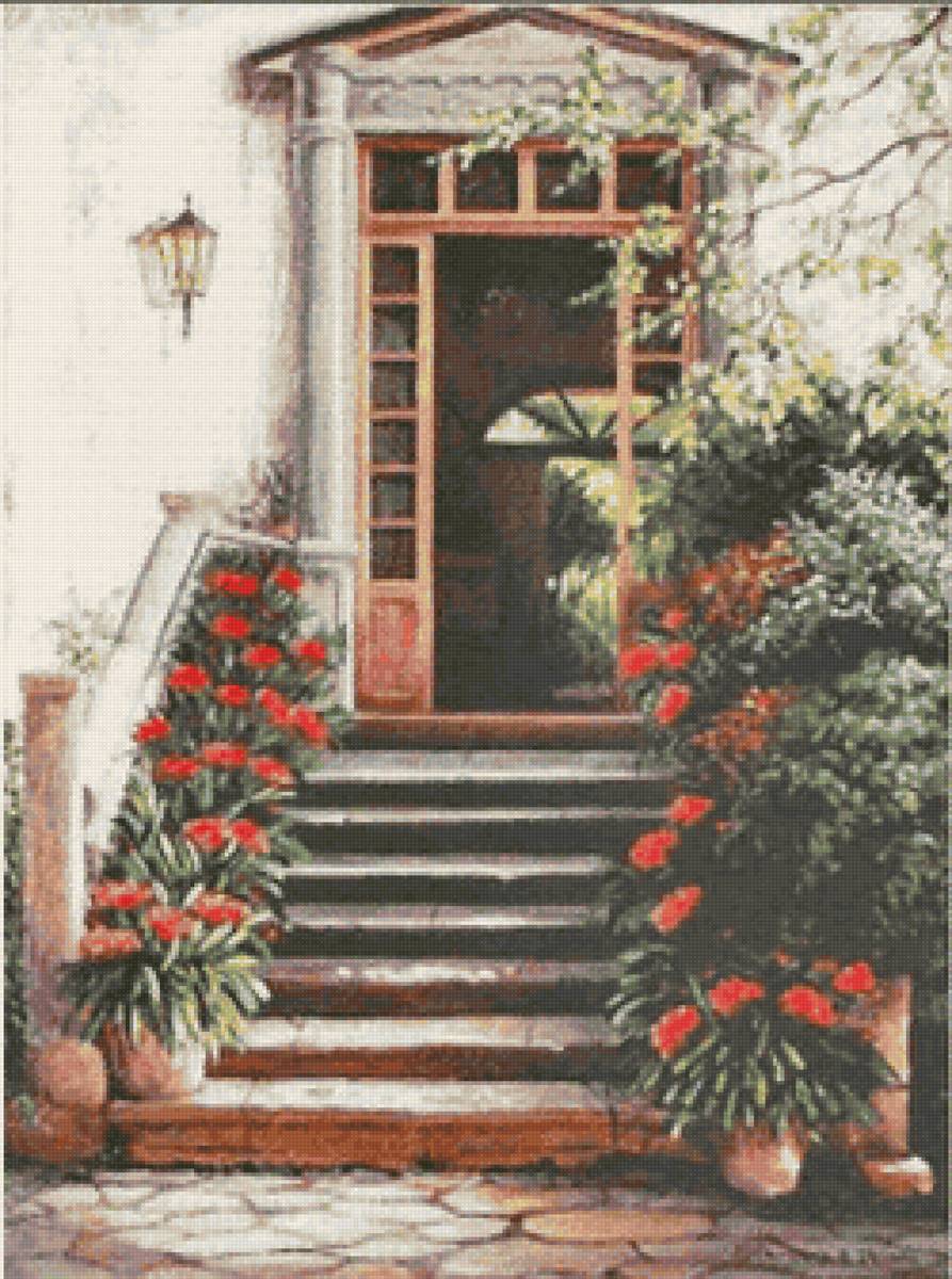 bf door series - door, flowers, landscape - предпросмотр