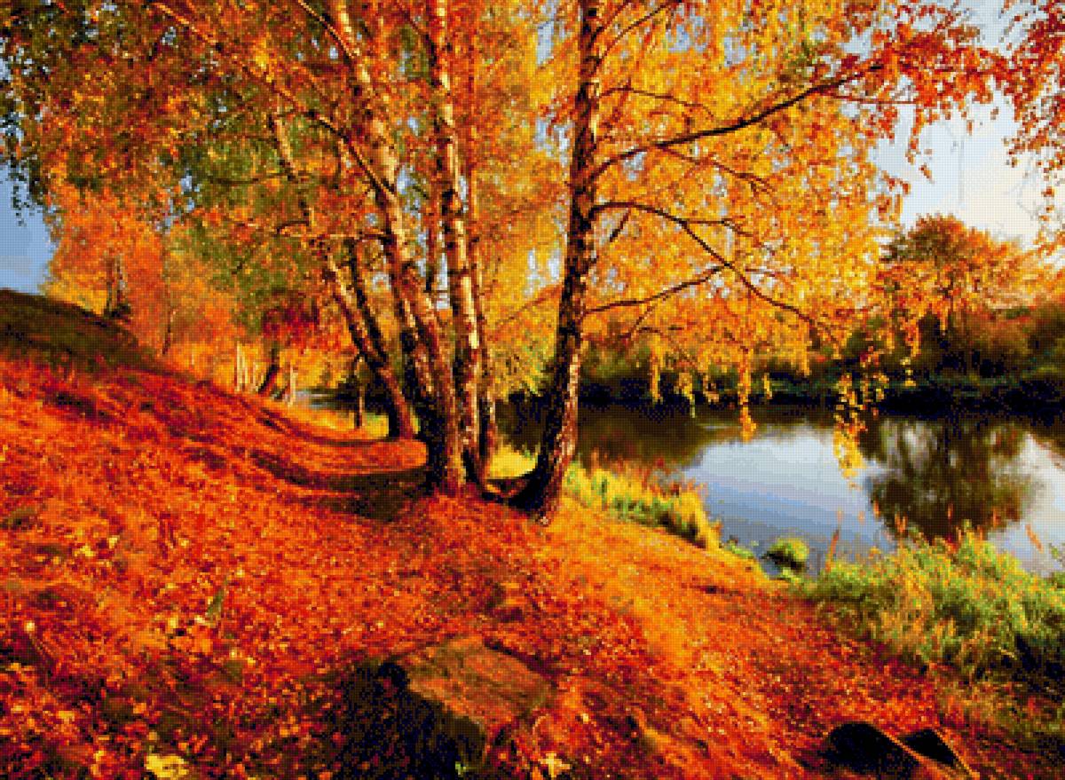 Осень - река, деревья, осень, пейзаж - предпросмотр