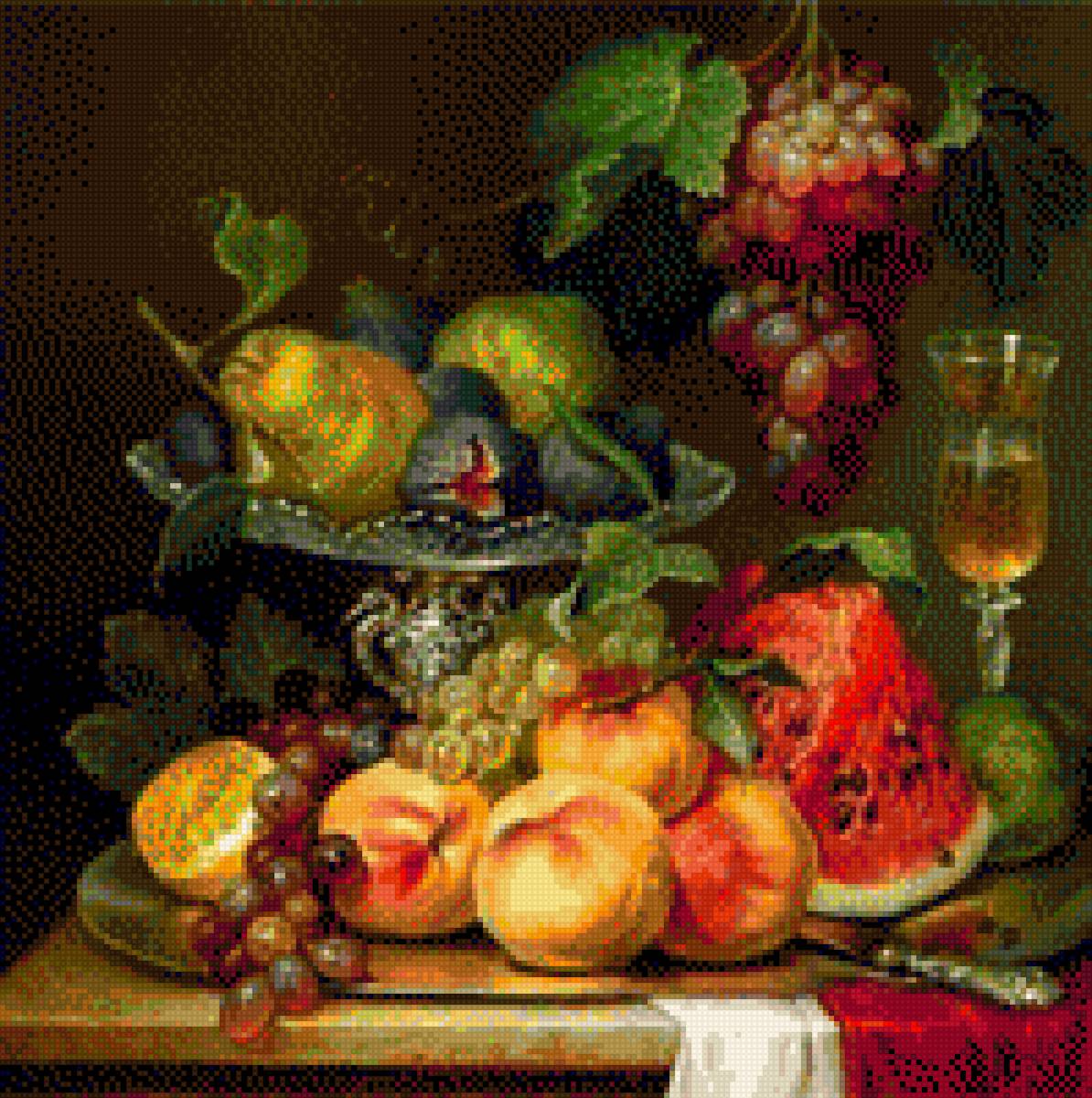 натюрморт с вином и виноградом - предпросмотр