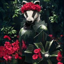 Схема вышивки «Енот в розах»