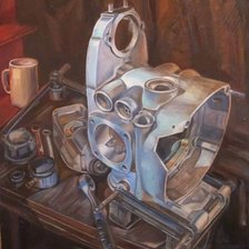 Схема вышивки «Двигатель мото Урал»