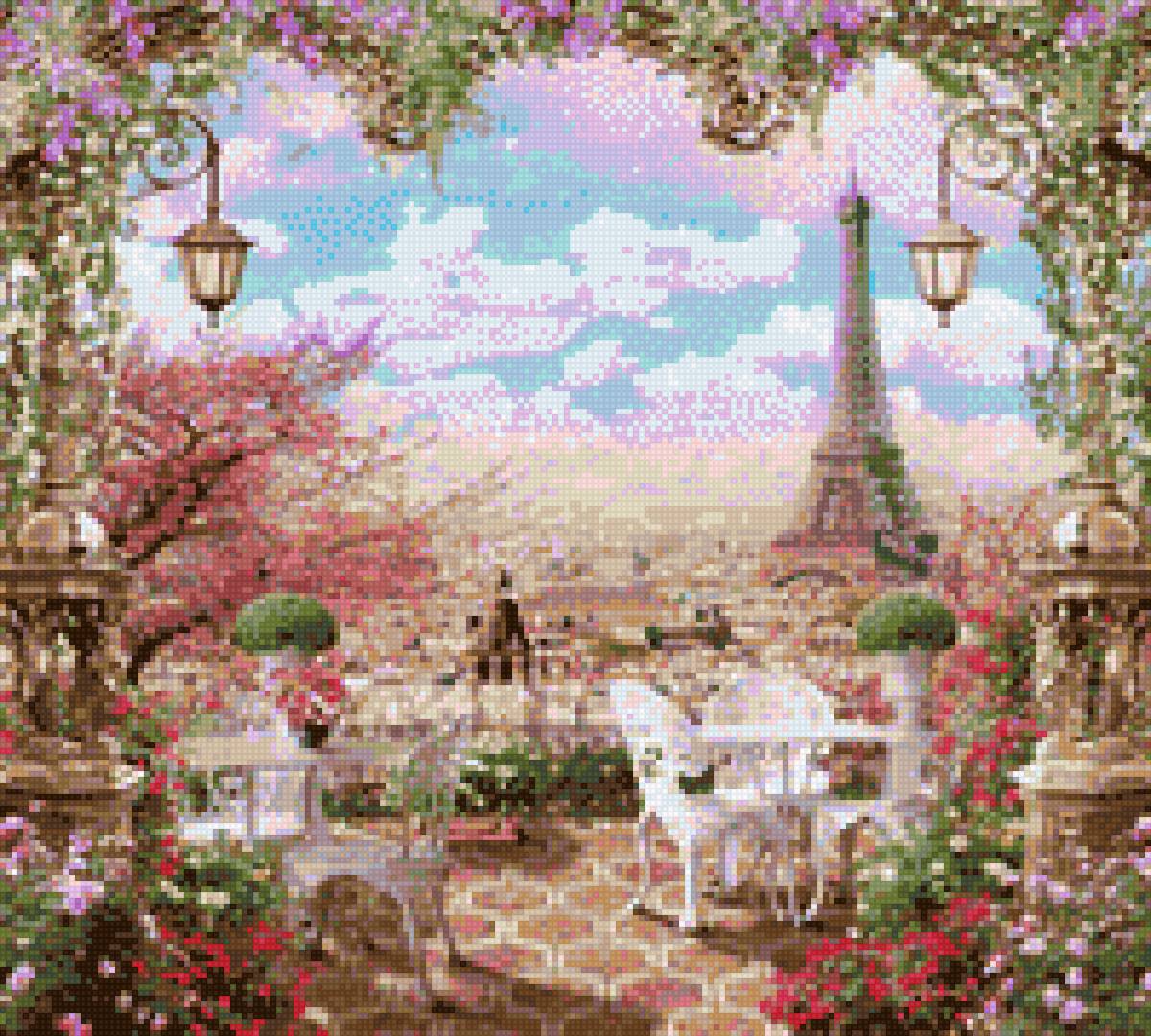 парижское кафе - алмазная вышивка - предпросмотр