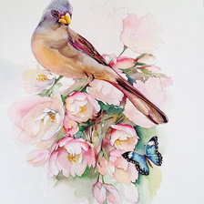 Схема вышивки «Птички, бабочки, цветочки..»