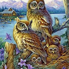 Схема вышивки «Familha de coruja.»