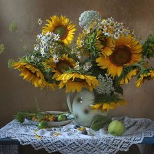 Схема вышивки «Букет, ромашки, подсолнух»