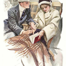 Схема вышивки «Серия "Ретро". Девушки Фишера»