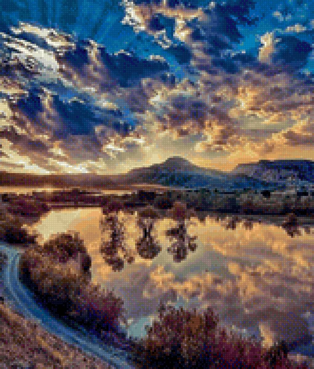 Отражение в воде - отражение, небо, вода, озеро - предпросмотр