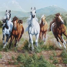 Схема вышивки «Кони»