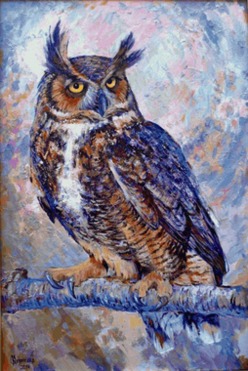 Coruja. - pássaro, pintura. - предпросмотр