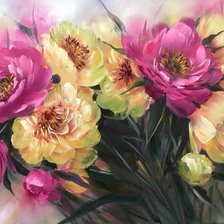 Схема вышивки «пионы»