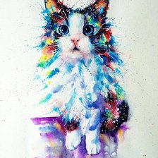 Схема вышивки «Акварельный котик»