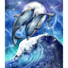 Схема вышивки «Дельфины»