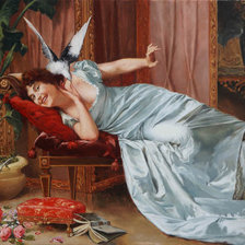 Схема вышивки «девочка и голубь»