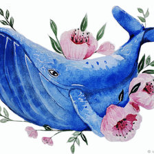 Кит и цветы