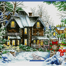 Схема вышивки «ДОМИК ЗИМОЙ»
